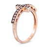 Thumbnail Image 1 of Lab-Created Pink and White Sapphire Sideways Cross Ring in Sterling Silver with 14K Rose Gold Plate