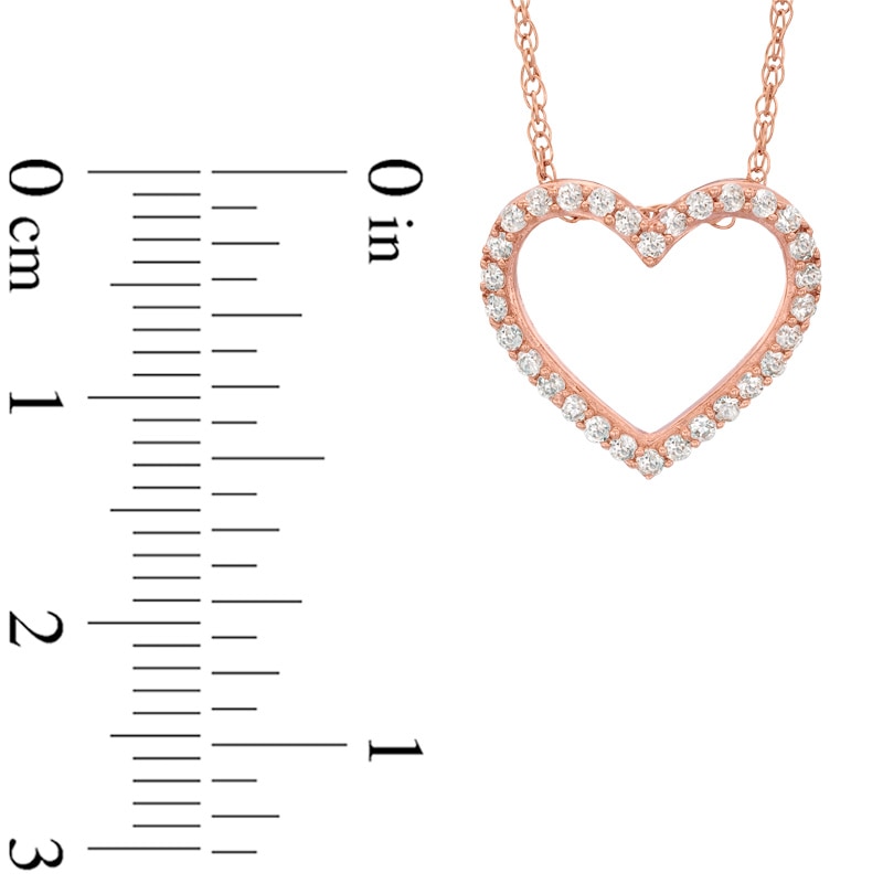 Main Image 2 of Lab-Created White Sapphire Small Heart Pendant in Sterling Silver with 14K Rose Gold Plate