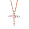 Thumbnail Image 1 of Lab-Created White Sapphire Small Cross Pendant in Sterling Silver with 14K Rose Gold Plate
