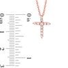 Thumbnail Image 2 of Lab-Created White Sapphire Small Cross Pendant in Sterling Silver with 14K Rose Gold Plate
