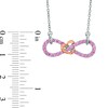 Thumbnail Image 2 of Lab-Created Pink Sapphire Infinity Necklace in Two-Tone Sterling Silver