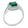 Thumbnail Image 2 of Lab-Created Emerald and 0.11 CT. T.W. Diamond Pendant, Ring and Earrings Set in Sterling Silver - Size 7