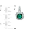 Thumbnail Image 3 of Lab-Created Emerald and 0.11 CT. T.W. Diamond Pendant, Ring and Earrings Set in Sterling Silver - Size 7