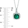 Thumbnail Image 4 of Lab-Created Emerald and 0.11 CT. T.W. Diamond Pendant, Ring and Earrings Set in Sterling Silver - Size 7