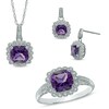 Thumbnail Image 1 of Amethyst and 0.11 CT. T.W. Diamond Pendant, Ring and Earrings Set in Sterling Silver - Size 7