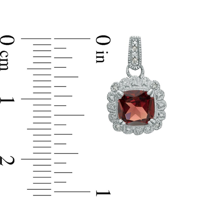 Main Image 3 of Garnet and 0.11 CT. T.W. Diamond Pendant, Ring and Earrings Set in Sterling Silver - Size 7