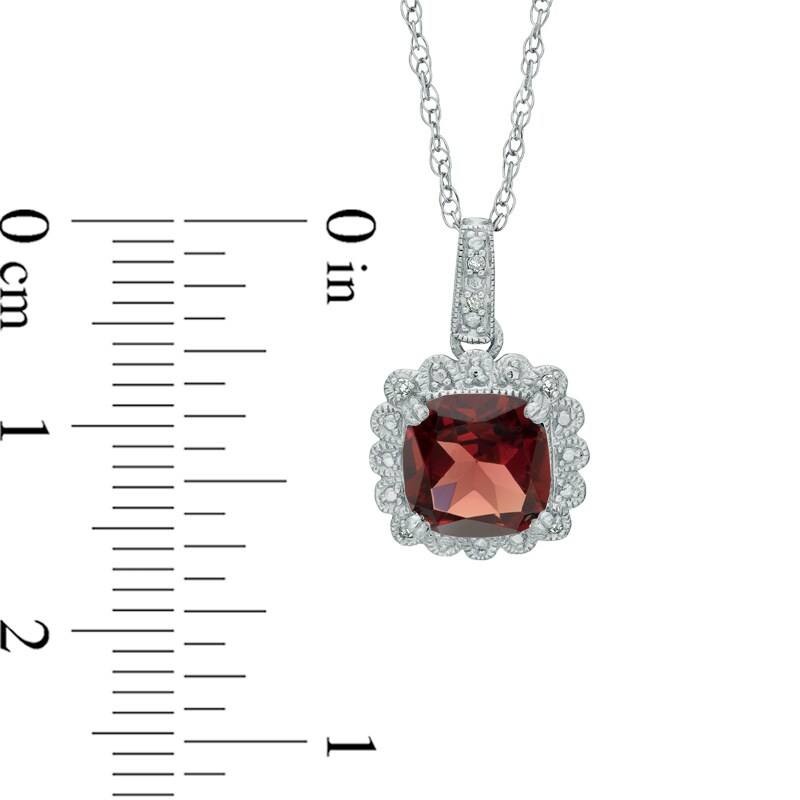 Main Image 4 of Garnet and 0.11 CT. T.W. Diamond Pendant, Ring and Earrings Set in Sterling Silver - Size 7
