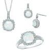 Thumbnail Image 1 of Lab-Created Opal and 0.11 CT. T.W. Diamond Pendant, Ring and Earrings Set in Sterling Silver - Size 7