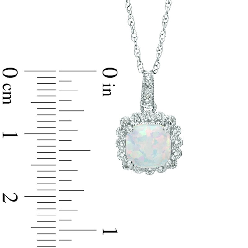 Main Image 4 of Lab-Created Opal and 0.11 CT. T.W. Diamond Pendant, Ring and Earrings Set in Sterling Silver - Size 7