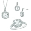 Thumbnail Image 1 of Lab-Created White Sapphire and 0.11 CT. T.W. Diamond Pendant, Ring and Earrings Set in Sterling Silver - Size 7