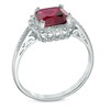 Lab-Created Ruby and 0.11 CT. T.W. Diamond Pendant, Ring and Earrings Set in Sterling Silver - Size 7