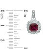 Lab-Created Ruby and 0.11 CT. T.W. Diamond Pendant, Ring and Earrings Set in Sterling Silver - Size 7