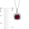 Lab-Created Ruby and 0.11 CT. T.W. Diamond Pendant, Ring and Earrings Set in Sterling Silver - Size 7