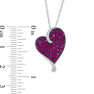 Lab-Created Ruby and White Sapphire Heart Pendant in Sterling Silver