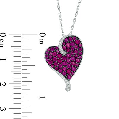 Lab-Created Ruby and White Sapphire Heart Pendant in Sterling Silver