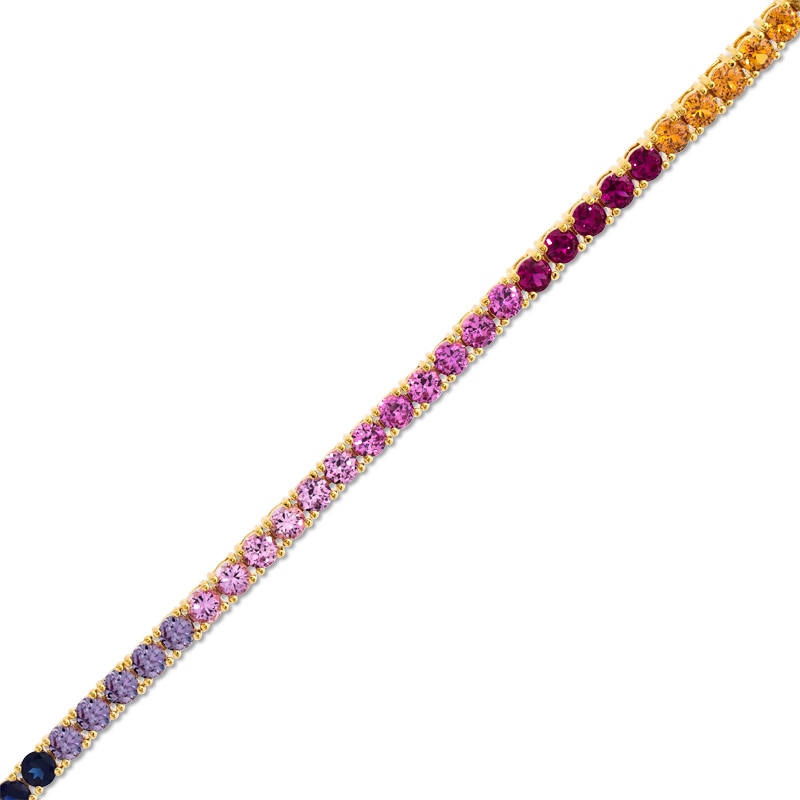 Lab-Created Multi-Gemstone Bracelet in Sterling Silver with 18K Gold Plate - 7.25"|Peoples Jewellers