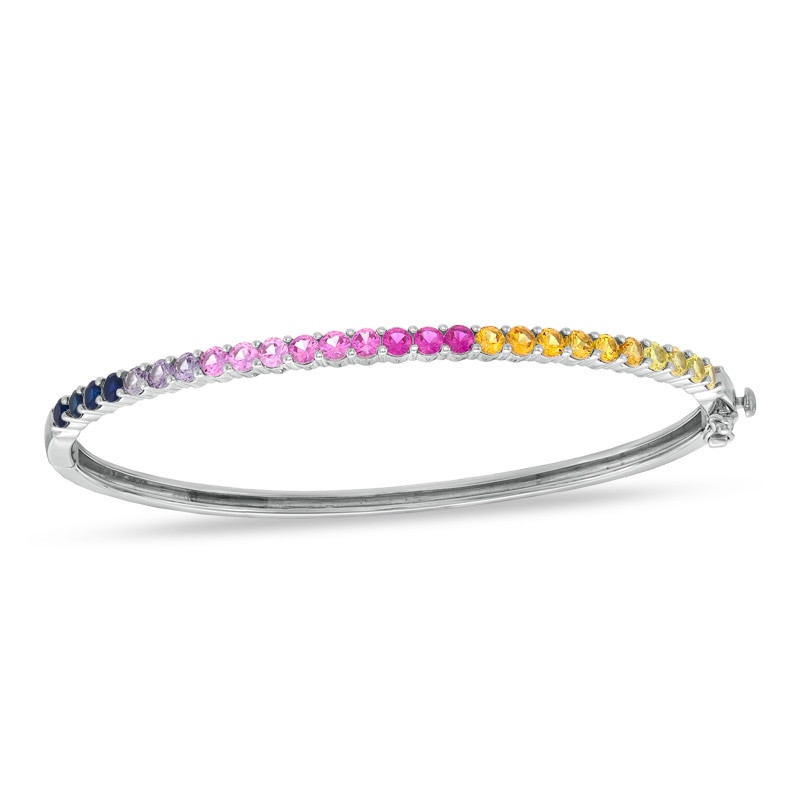 Lab-Created Multi-Gemstone Bangle in Sterling Silver|Peoples Jewellers