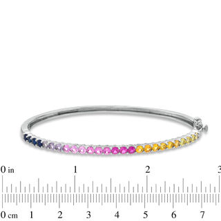 Lab-Created Multi-Gemstone Bangle in Sterling Silver