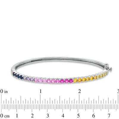 Lab-Created Multi-Gemstone Bangle in Sterling Silver