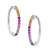 Thumbnail Image 1 of Lab-Created Multi-Gemstone Hoop Earrings in Sterling Silver