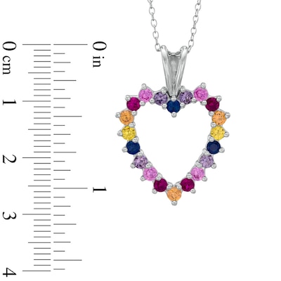 Lab-Created Multi-Gemstone Heart Pendant in Sterling Silver