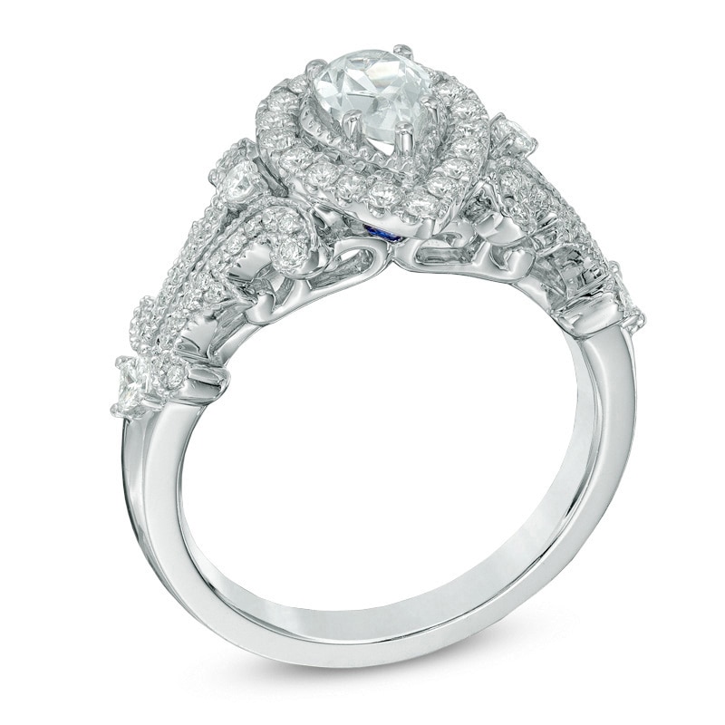 Vera Wang Love Collection 1.00 CT. T.W. Pear-Shaped Diamond Frame Engagement Ring in 14K White Gold