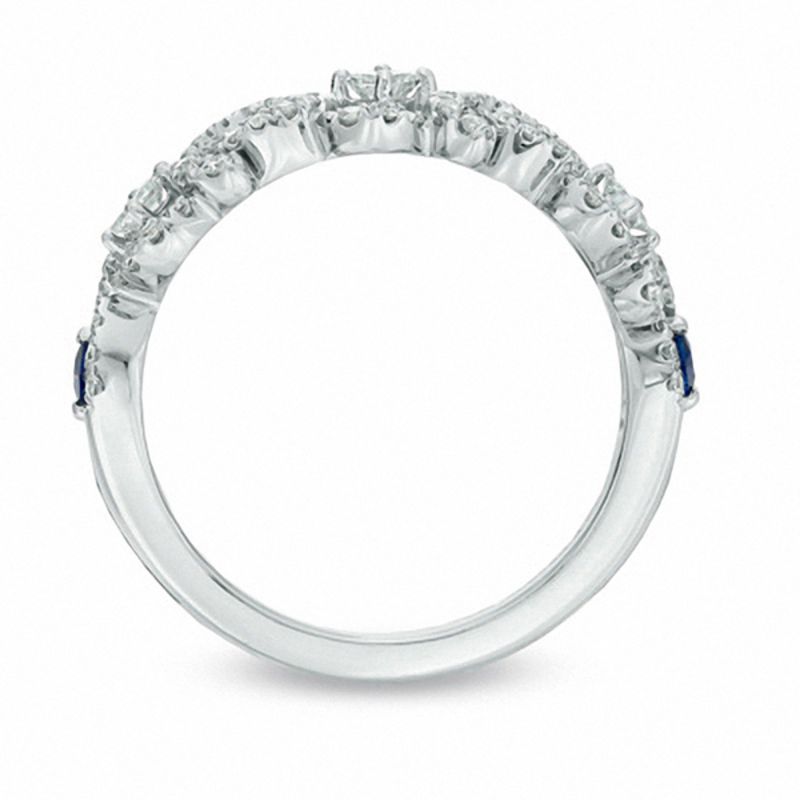 Main Image 3 of Vera Wang Love Collection 0.45 CT. T.W. Diamond and Blue Sapphire Curlique Band in 14K White Gold