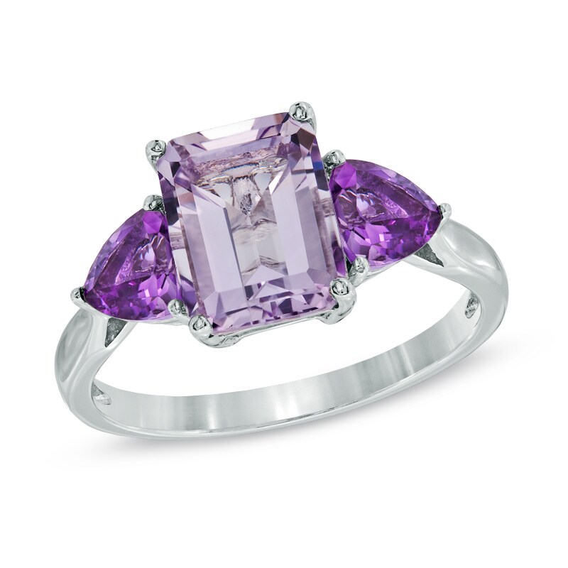 Octagonal Rose de France and Purple Amethyst Ring in Sterling Silver|Peoples Jewellers