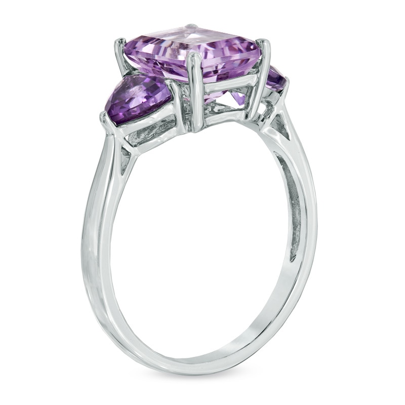 Main Image 2 of Octagonal Rose de France and Purple Amethyst Ring in Sterling Silver