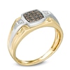 Men's 0.25 CT. T.W. Champagne and White Diamond Ring in 10K Two-Tone Gold