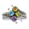 Thumbnail Image 2 of Mother's Cushion-Cut Simulated Birthstone Ring in Sterling Silver and 14K Gold (4 Stones)