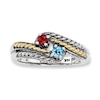 Thumbnail Image 1 of Mother's Simulated Birthstone Ring in Sterling Silver and 14K Gold (2 Stones)