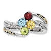 Thumbnail Image 0 of Mother's Simulated Birthstone Ring in Sterling Silver and 14K Gold (4 Stones)