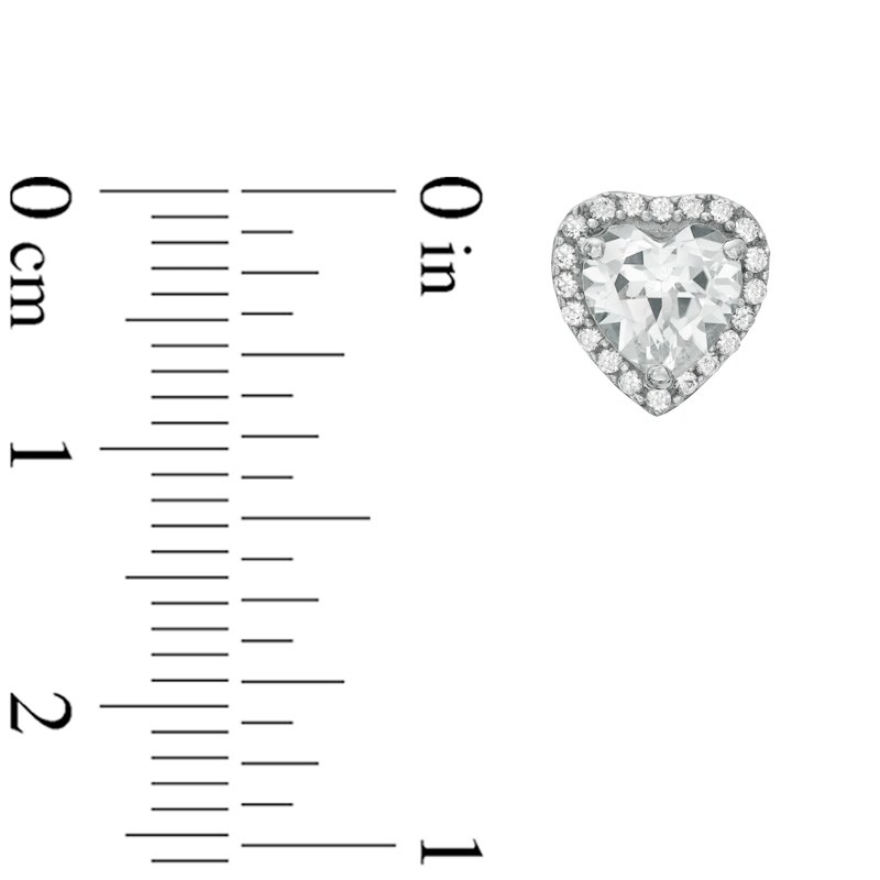Main Image 4 of Heart-Shaped Lab-Created White Sapphire Pendant, Ring and Earrings Set in Sterling Silver - Size 7