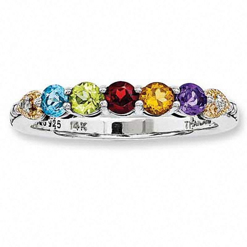 Mother's Simulated Birthstone and Diamond Accent Ring in Sterling