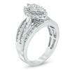 1.25 CT. T.W. Marquise Composite Diamond Frame Engagement Ring in 14K White Gold