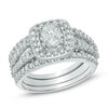 1.50 CT. T.W. Composite Diamond Frame Three Piece Bridal Set in 14K White Gold