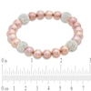 Thumbnail Image 1 of 8.0 - 9.0mm Dyed Pink Cultured Freshwater Pearl and Crystal Bead Stretch Bracelet - 7.25"