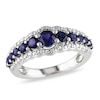 Graduated Lab-Created Blue Sapphire Ring in Sterling Silver