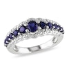 Graduated Blue Lab-Created Sapphire Scallop Ring in Sterling Silver