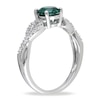 Thumbnail Image 2 of 6.0mm Lab-Created Emerald and 0.08 CT. T.W. Diamond Twist Ring in 10K White Gold