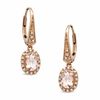 Thumbnail Image 1 of Oval Morganite and 0.12 CT. T.W. Diamond Drop Earrings in 10K Rose Gold