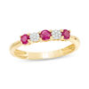 Thumbnail Image 0 of Ruby and 0.04 CT. T.W. Multi-Diamond Five Stone Ring in 10K Gold