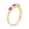 Thumbnail Image 1 of Ruby and 0.04 CT. T.W. Multi-Diamond Five Stone Ring in 10K Gold