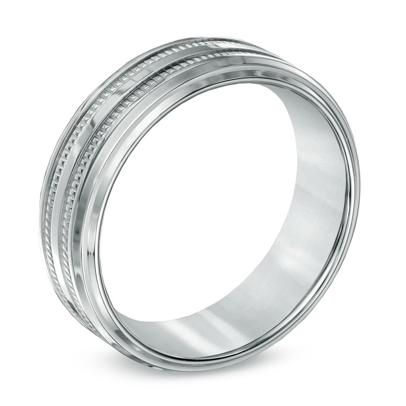 Main Image 2 of Triton 7.5mm Comfort Fit Step Edge Stainless Steel Wedding Band - Size 10