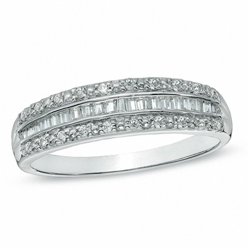 0.25 CT. T.W. Baguette Diamond Band in 10K White Gold|Peoples Jewellers