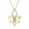 Thumbnail Image 1 of 0.16 CT. T.W. Diamond Fleur-de-Lis Pendant in Sterling Silver and 14K Gold Plate