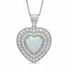 Thumbnail Image 0 of 12.0mm Heart-Shaped Lab-Created Opal and White Sapphire Heart Pendant in Sterling Silver