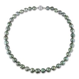 9.0mm Baroque Black Tahitian Cultured Pearl Strand Necklace with 14K White Gold Clasp