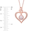 Thumbnail Image 2 of 7.0-7.5mm Freshwater Cultured Pearl and Lab-Created White Sapphire Pendant in Sterling Silver with 14K Rose Gold Plate